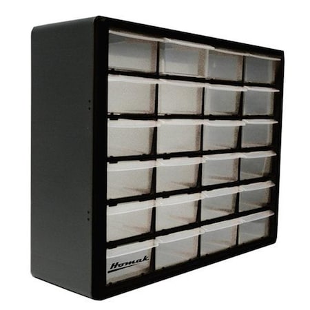 Chesterfield 15.62 x 19.75 x 6.25 in. 24 Drawer Plastic Parts Organizer - Clear & Black CH1640948